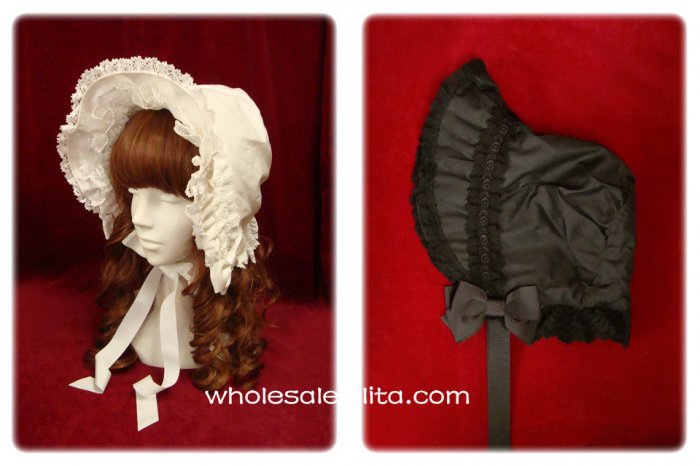 Pure-White-Victorian-Era-Bonnets-Lolita-Headdress-Head-Wear
